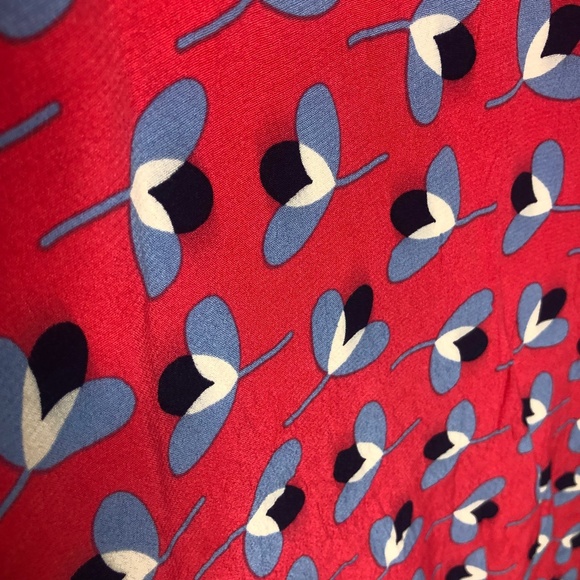 Boden Daisy Dress Womens Size 8R Red Blue Pop Peony Geo Floral - Picture 7 of 12